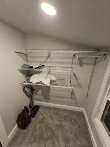 Closet with organizer.