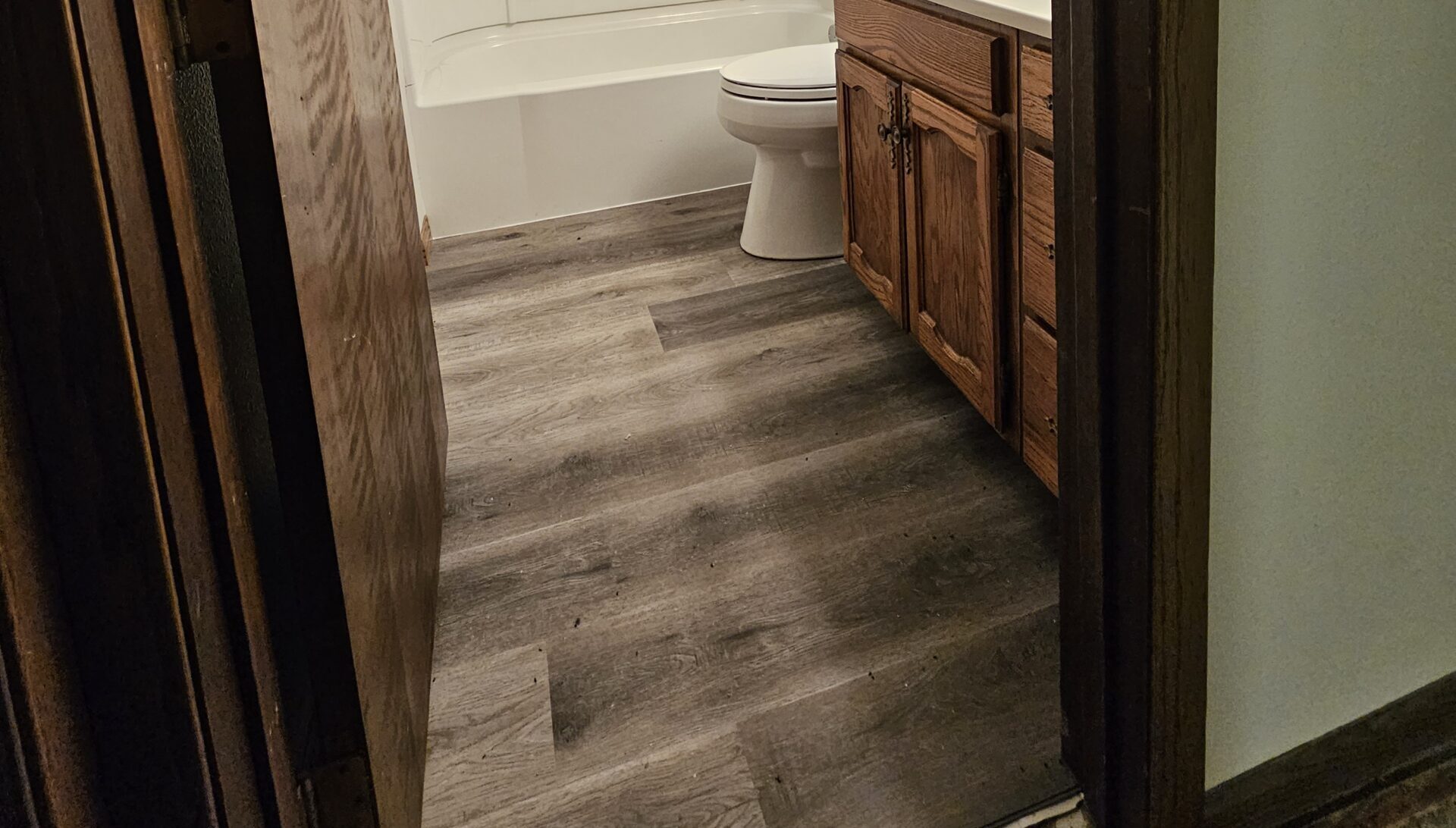 vinyl plank flooring in bathroom