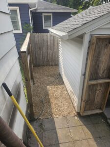 finished landscape rock around shed